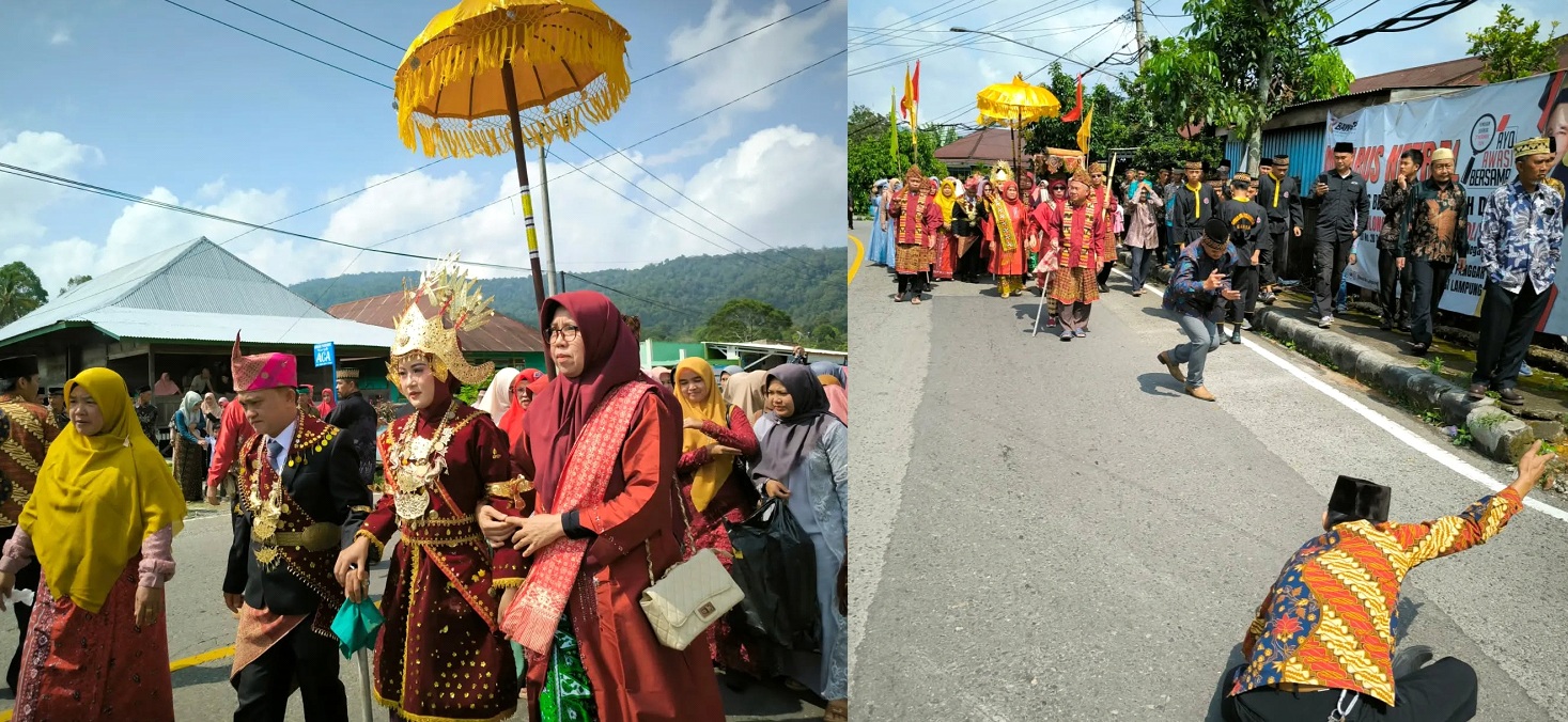 Arakan pengantin adat Lampung Saibatin di Sebarus, Liwa, Lampung Barat. | Eka Fendiaspara