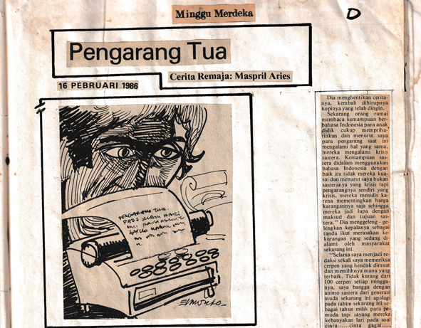 Kliping Cerpen "Pengarang Tua". | Maspril Aries 